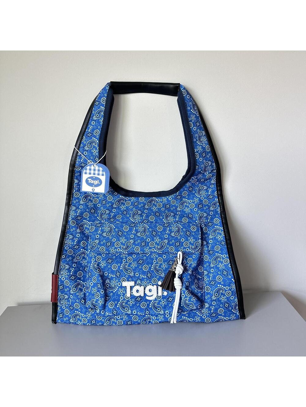 Tagi. Pocket Shoulder Bag in Paisley Blue NWT